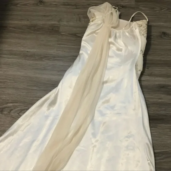 White Satin Prom Maxi Dress - Picture 9 of 10